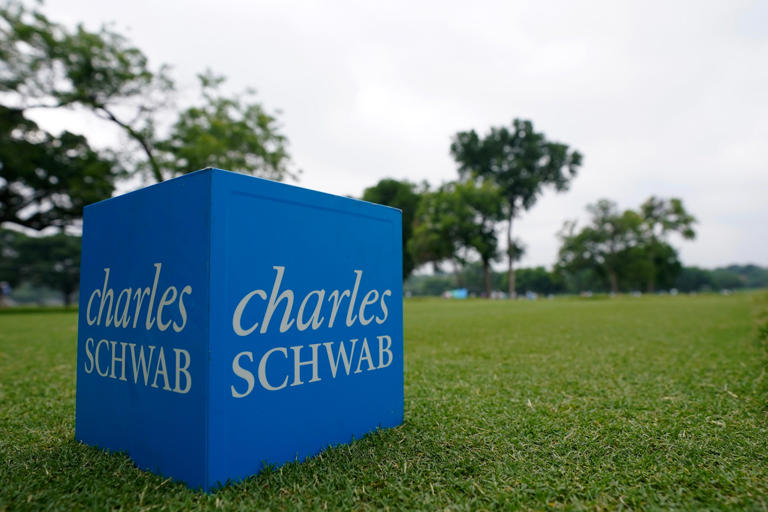 A tee box marker is shown on the sixth hole during practice prior to the 2024 Charles Schwab Challenge at Colonial Country Club. (Photo: Sam Hodde/Getty Images)