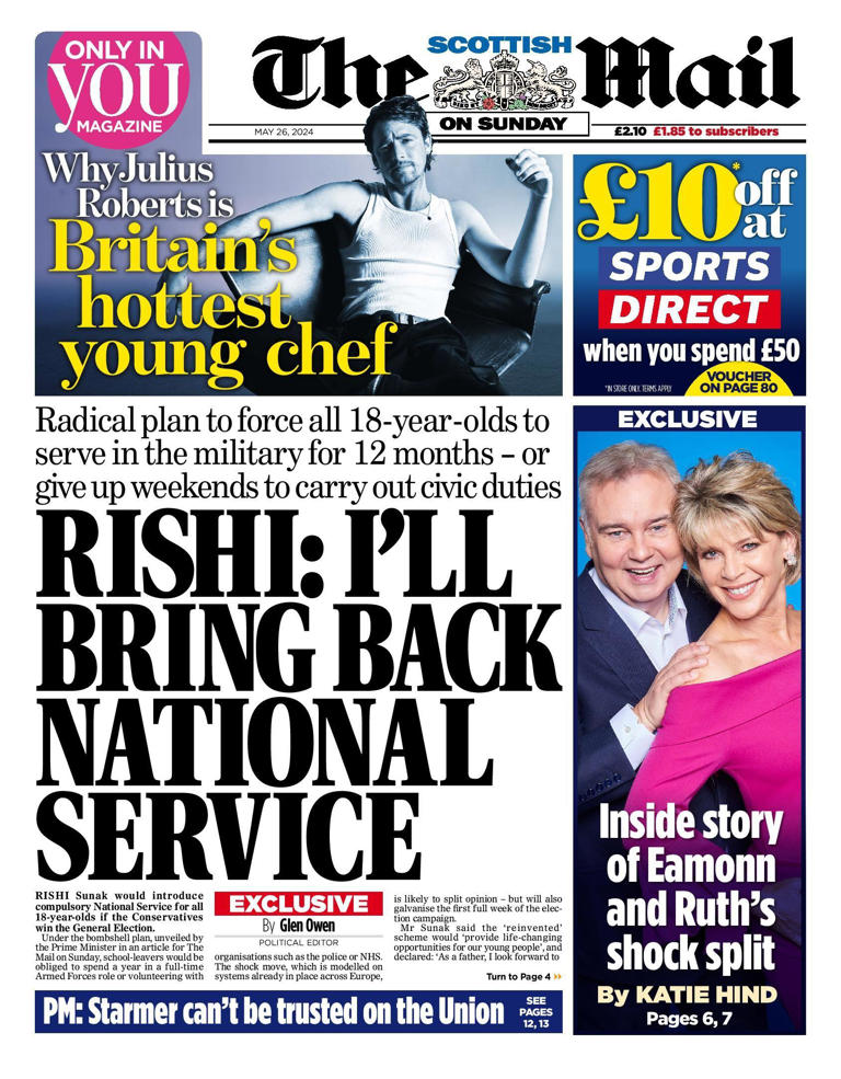 Scotland's papers: National service plan and Matheson deal