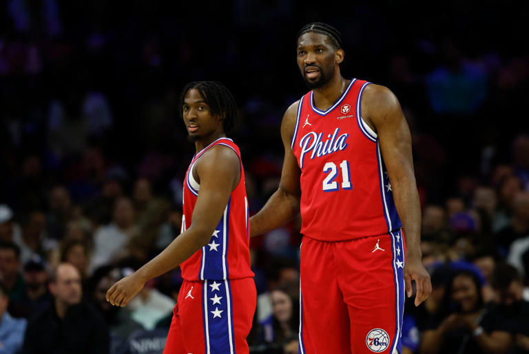 The Sixers are searching for a third star to pair Joel Embiid (21) and Tyrese Maxey.