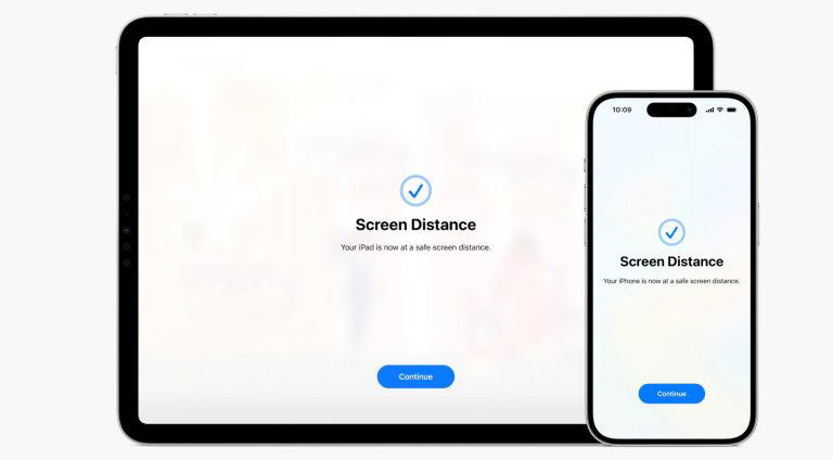 Screen Distance warning on iPhone and iPad.