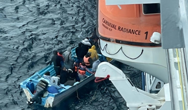 The Carnival Radiance team rescued 25 people on a stranded boat on Saturday.