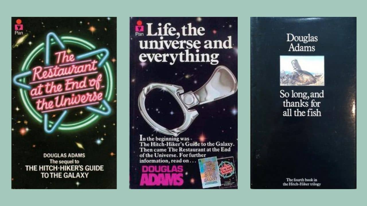 <p>Douglas Adams wrote like a crazy man in the 80s, publishing three novels in his hilarious and entertaining <em>The Hitchhiker’s Guide to the Galaxy</em> series, named after the first book in the six-book set. Books two, three, and four all came out by 1984, and it was one of the best space-adventure stories ever to grace the big screen.</p><p>The series turned into <em>The Hitchhiker’s Guide to the Galaxy</em> film in 2005, in which you meet Arthur, a stranded Earthling, Zaphod Beeblebrox, and a depressed robot named Marvin.</p><p>Noted for its easy humor and cast of unique characters, these three installments of <em>The Hitchhiker’s Guide to the Galaxy</em> were the bulk of Adams’s work on the series. He added <em>Mostly Harmless</em> in 1992 before his untimely death in 2001. The last book, <em>And Another Thing</em>, was authored by Eoin Colfer, author of the notable <em>Artemis Fowl</em> (2009).</p>