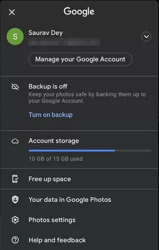 Check the Backup Status on Google Menu . Screenshot: Saurav Dey/Gotechtor