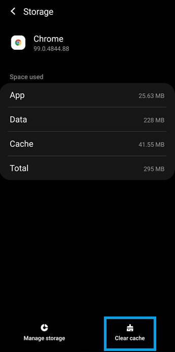 Clear app cache files to free up space on Android 