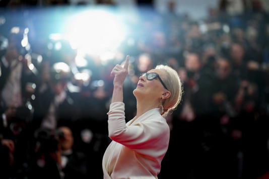 Meryl Streep poses at the awards ceremony and 'The Second Act' premiere during the 77th Cannes Film Festival in southern France on 14 May 2024. Credit: Daniel Cole/2024 Invision