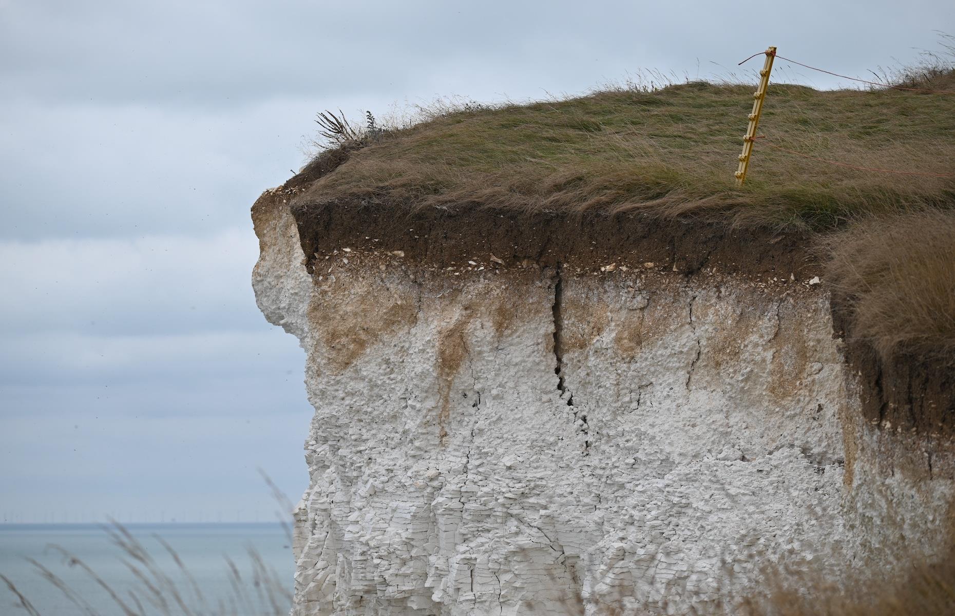 <p>These towering chalk cliffs are extremely unstable and are receding at a rate of around three feet (one metre) a year, with huge cracks appearing and rockfalls occurring. Natural erosion is accelerated by wilder seas, rising sea levels and heavy rainfall – when water is soaked into the chalk and freezes, it expands, causing cracks in the cliff and large chunks to break off. Despite warning signs to keep 16 feet (5m) back from the cliff edges, and areas being roped off, some visitors can get perilously close to these sheer and unstable cliffs when taking photos. </p>
