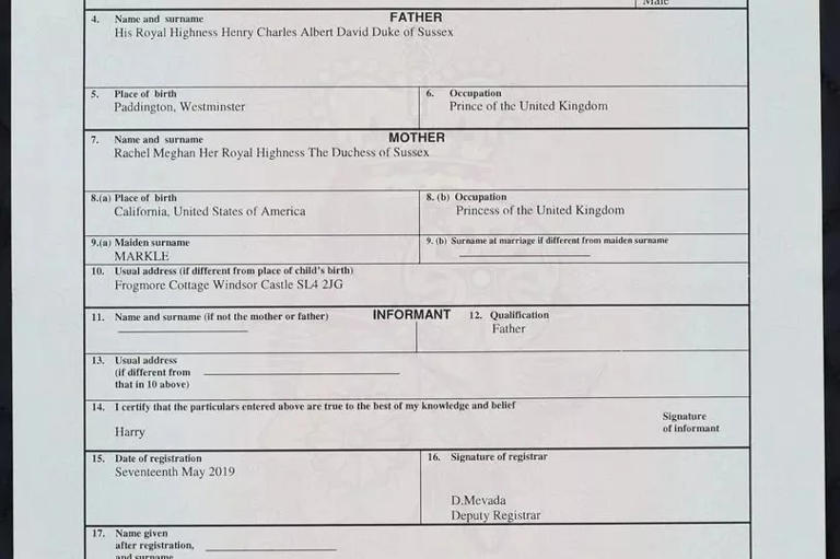 Prince Archie’s birth certificate reveals stunning new details as ...