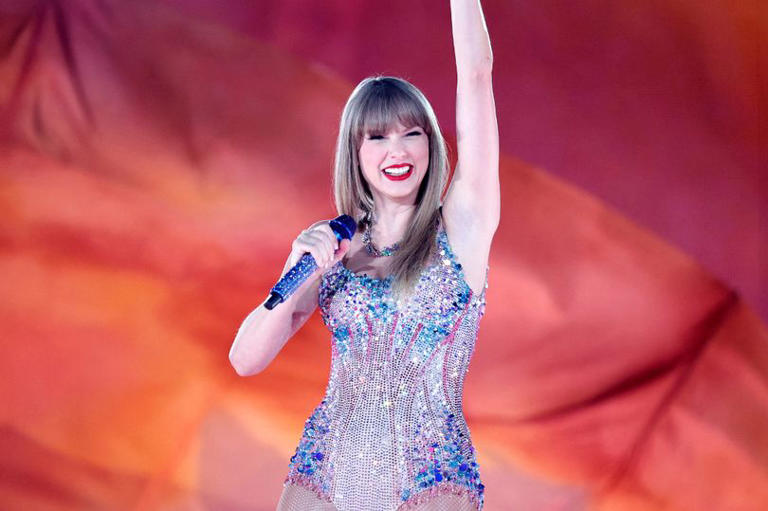 Taylor Swift performs on stage during her Eras Tour