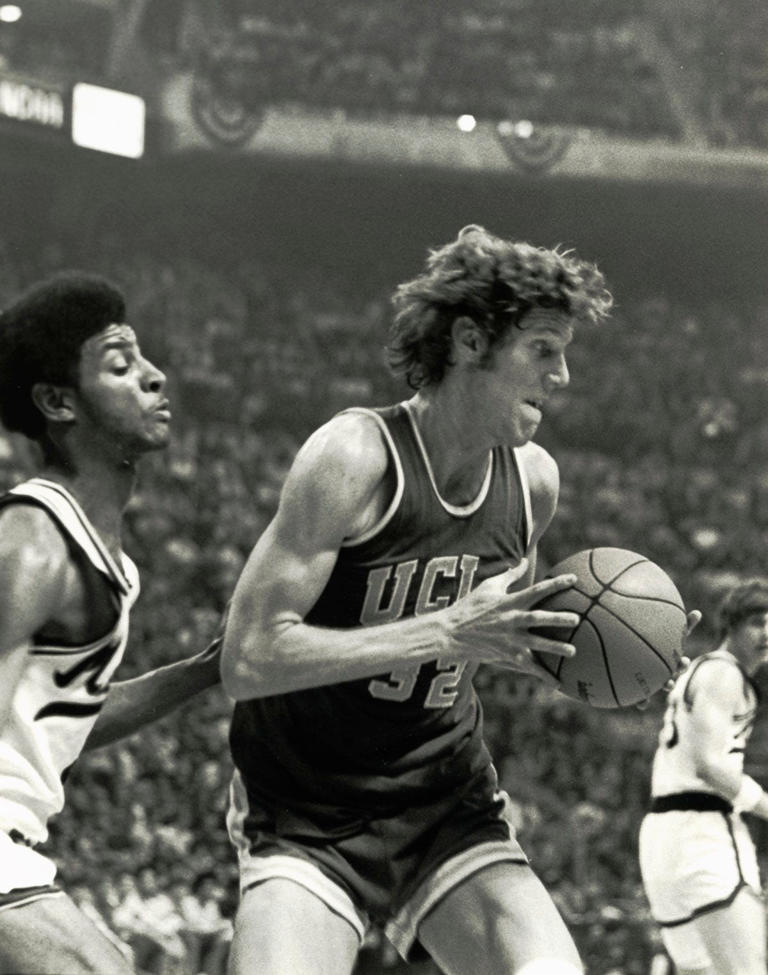 UCLA Bruins center Bill Walton during the 1973 Final Four against Memphis on March 26, 1973. UCLA defeated Memphis 87-66.