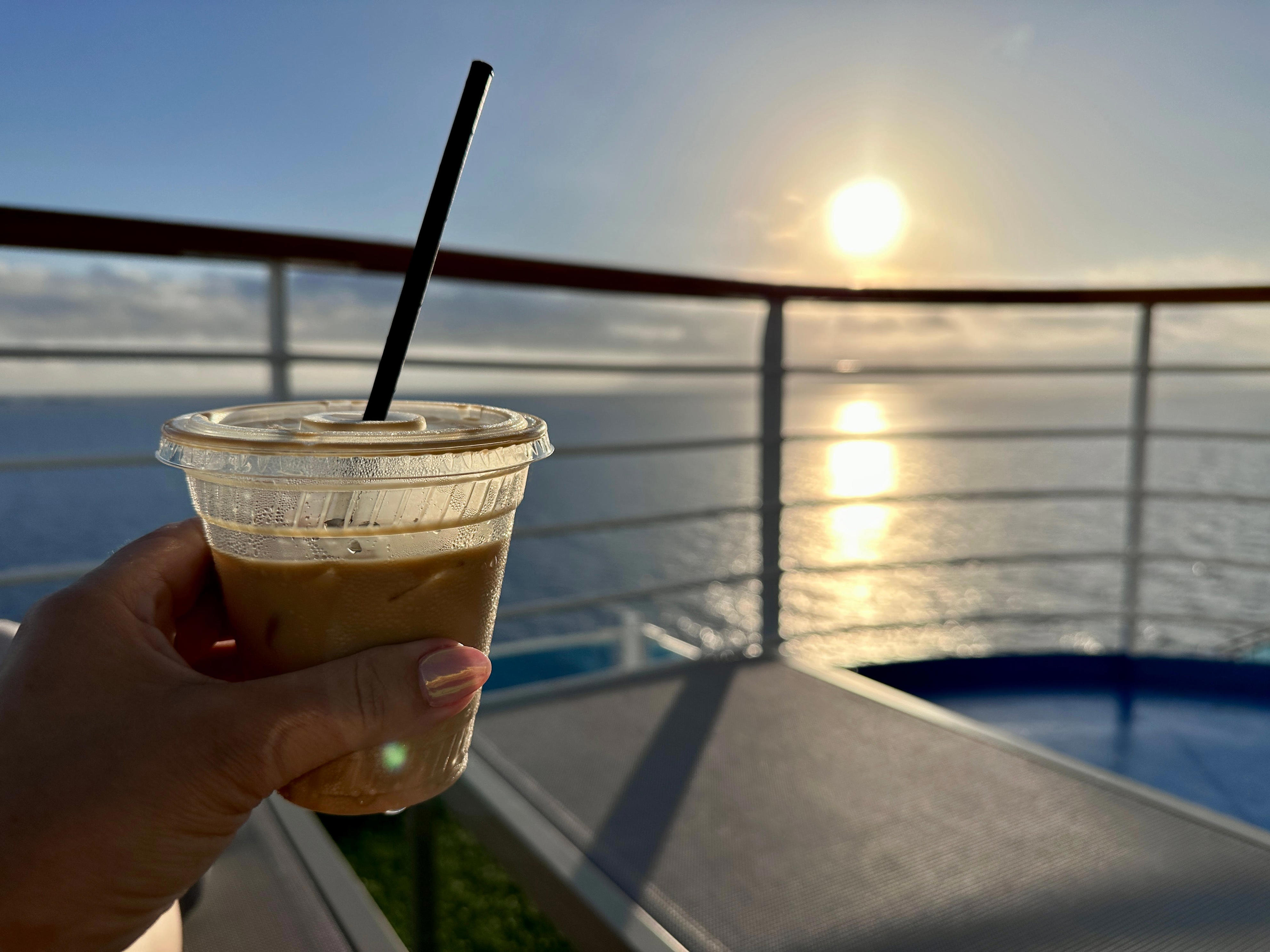 <p>Morning routines truly are an introvert's key to powering up for long days of cruising, whether those days include time in the pool or adventures in various ports of call. </p><p>After my morning walks, I'd grab a coffee and head to one of the ship's upper decks, where I'd read for a bit, getting caffeinated and ready for whatever each day would bring.</p>