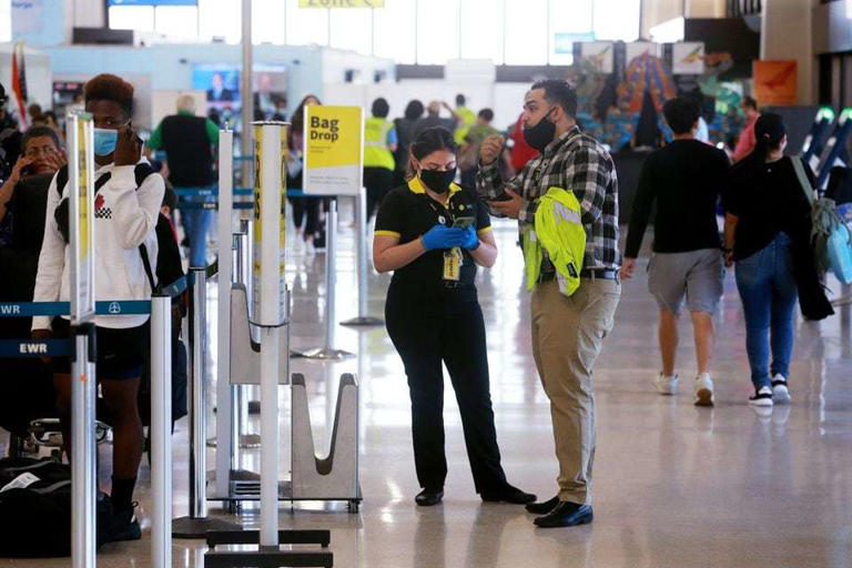 Spirit Airlines customer service at Terminal B at Newark Liberty International Airport several months into the coronavirus, in Newark, N.J. June, 22, 2020