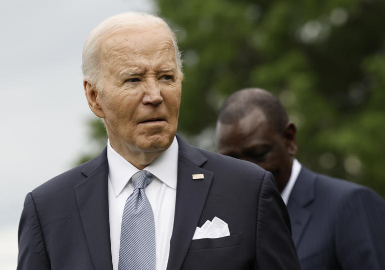 President Joe Biden on the South Lawn of the White House on May 23, 2024 in Washington, DC. Biden visited his daughter-in-law Hallie on Sunday.