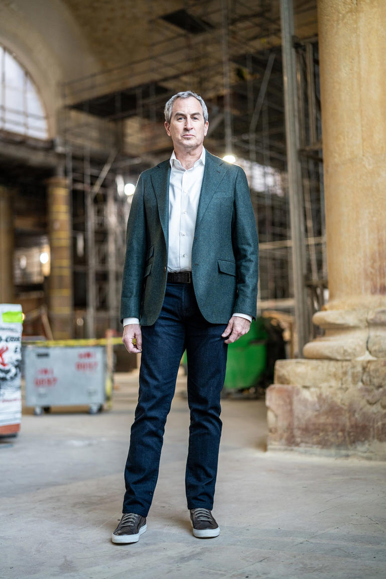 Josh Sirefman, an urban planner who began his career in Detroit, came home to lead the evolution of Michigan Central as its new CEO. He is seen here Feb. 15, 2022, at the Corktown site shortly after his arrival.