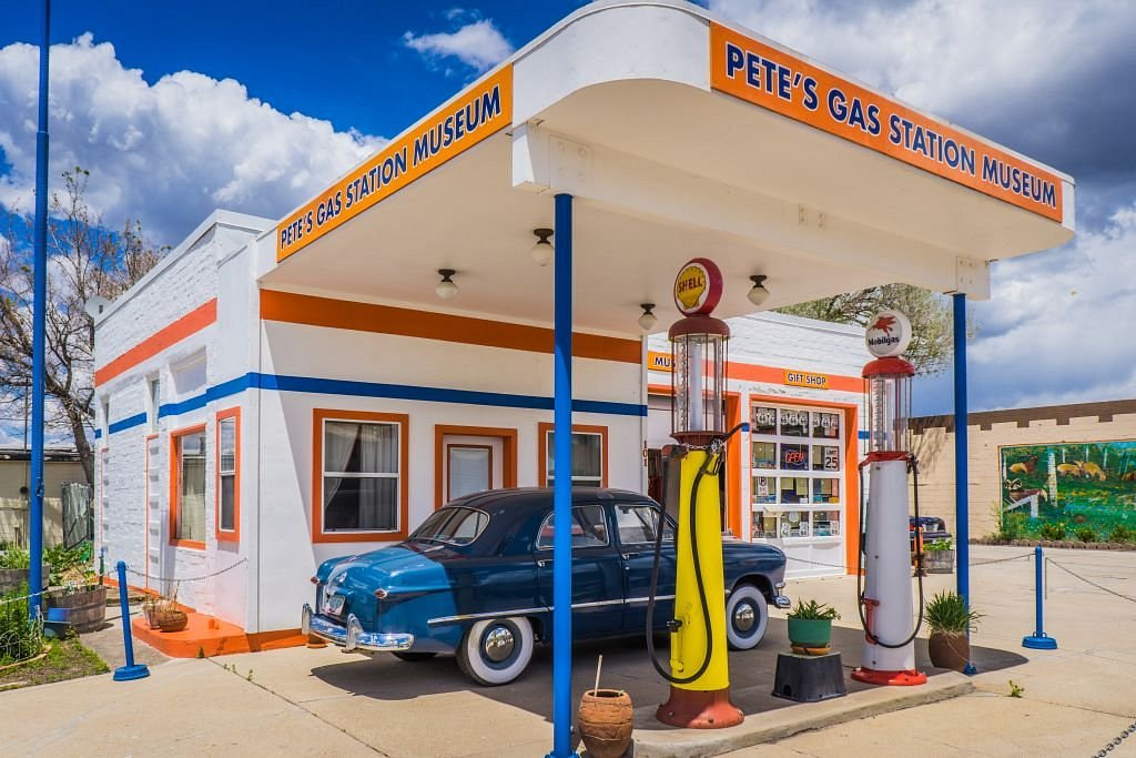 <p><b>Williams, AZ</b></p><p>Pete's is a gas station museum, so it's kind of a one-stop shop for seeing all sorts of antique Route 66 memorabilia. There's a 1950s Ford parked under the filling station canopy, and everything has vintage vibes. It makes for a great little pit stop. </p>