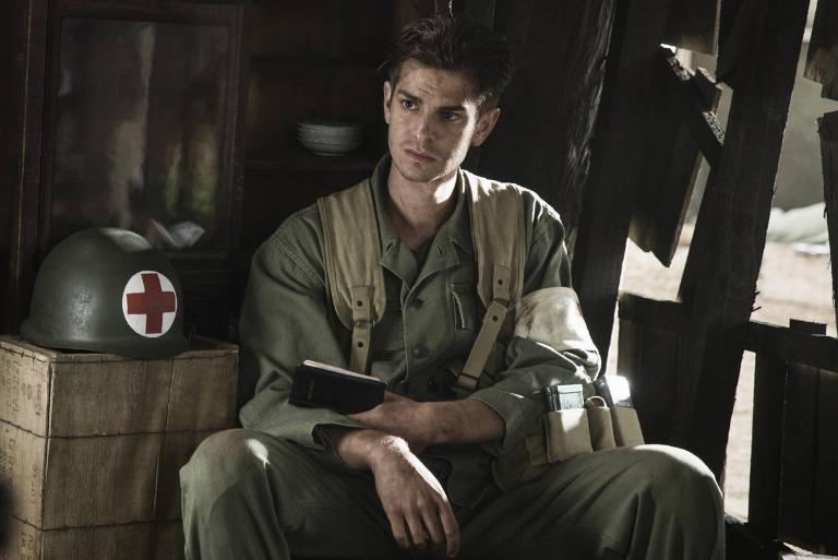 <p>Mel Gibson's 2016 film, <i>Hacksaw Ridge, </i>tells the true story of Desmond Doss, the first conscientious objector to be awarded the Medal of Honor. Andrew Garfield portrays Doss, who refuses to use a weapon of any kind, serving as a combat medic in the Battle of Okinawa during World War II. </p> <p>For his performance, Garfield was nominated for Best Actor at the Academy Awards, as well as at the Golden Globes. Garfield won Best Actor at the AACTA Awards. </p>