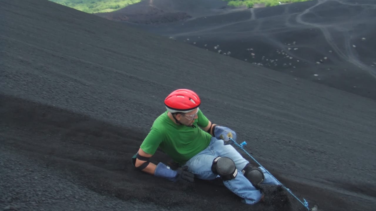 <p>When you see a volcano, the first thing you think about is pelting down it as fast as possible on a board, right? Probably not, but it’s a thing here at Cerro Negro, an <a href="https://discoveny.com/volcano-boarding-nicaragua/">active volcano</a> in Nicaragua.</p><p>Volcano boarding, an extreme sport gaining popularity in the country, involves sliding down the steep slopes of a volcano situated near León. Participants climb the 2,388-foot volcano, carrying specially designed boards, before donning protective gear and hurtling down the ash-covered slopes at speeds reaching up to 50 mph. </p>
