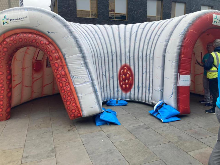 This is why there was a giant inflatable bowel in Newport city centre today