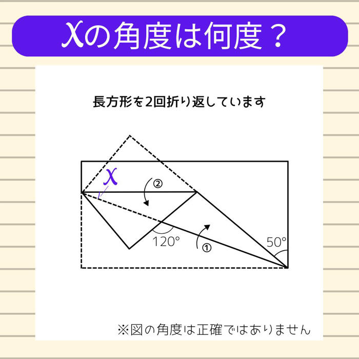 【角度当てクイズ vol.885】xの角度は何度？