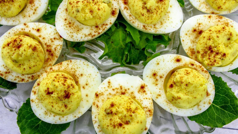 These unique deviled eggs are delicious! Potato salad deviled eggs