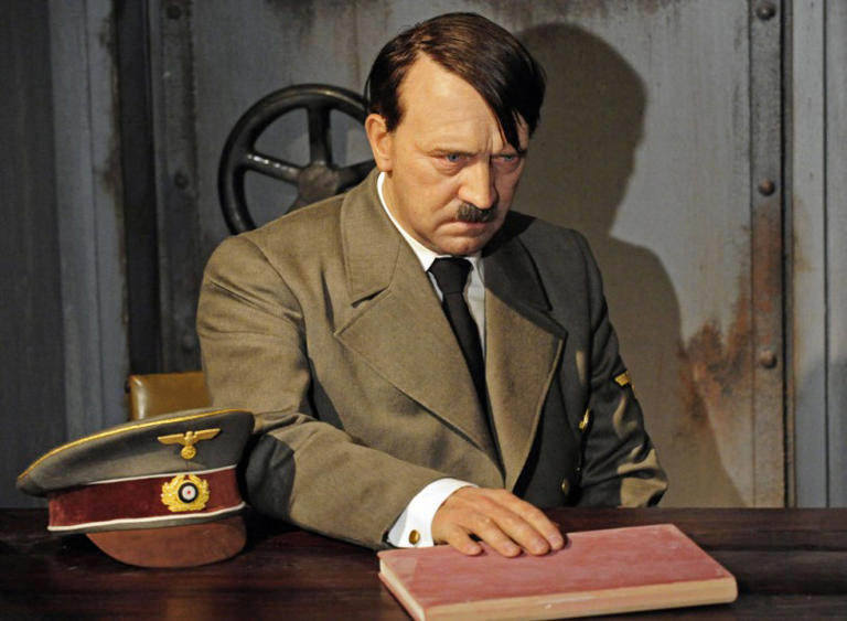 A wax likeness of Nazi dictator Adolf Hitler sits in Berlin's Madame Tussaud's wax museum, during a press preview of the museum on July 3, 2008. (Photo : CLEMENS BILAN/DDP/AFP via Getty Images)