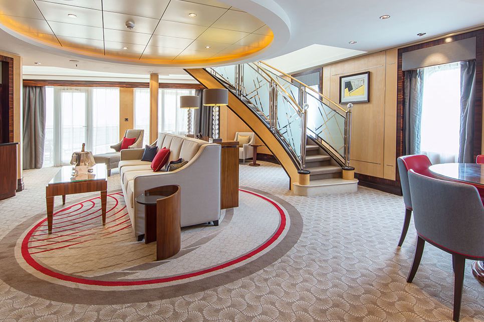 <p>The top accommodations on <a href="https://www.cunard.com/en-us/cruise-ships/queen-mary-2/9">The Queen Mary 2</a> cost more than $100,000 per person for the line's round-the-world trip. For that price, a cruiser gets a 2,500-square-foot cabin with two floors, his-and-hers bathrooms, a private gym, and a deck. This ship also has a full-scale planetarium and 3D cinema as well as one of the biggest wine cellars at sea. Even pets get the royal treatment, with a kennel and kennel master whose job is to pamper each animal.</p>