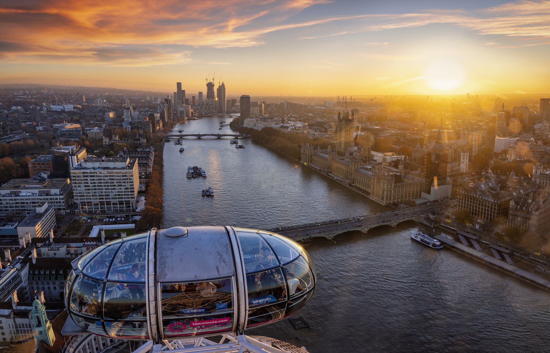 <p><b> Average Star Review: </b>4.535</p><p>As one of London’s most iconic landmarks, The London Eye works for a great place to watch as  the city is bathed in golden light, and landmarks like Big Ben and the River Thames glow beautifully. A ride on the giant ferris wheel at this time is breathtaking, making it a must-do for visitors seeking an unforgettable view of London’s sunset.</p>