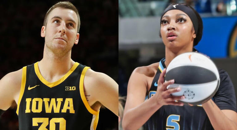 Connor McCaffery and Angel Reese (Photos via Getty Images)