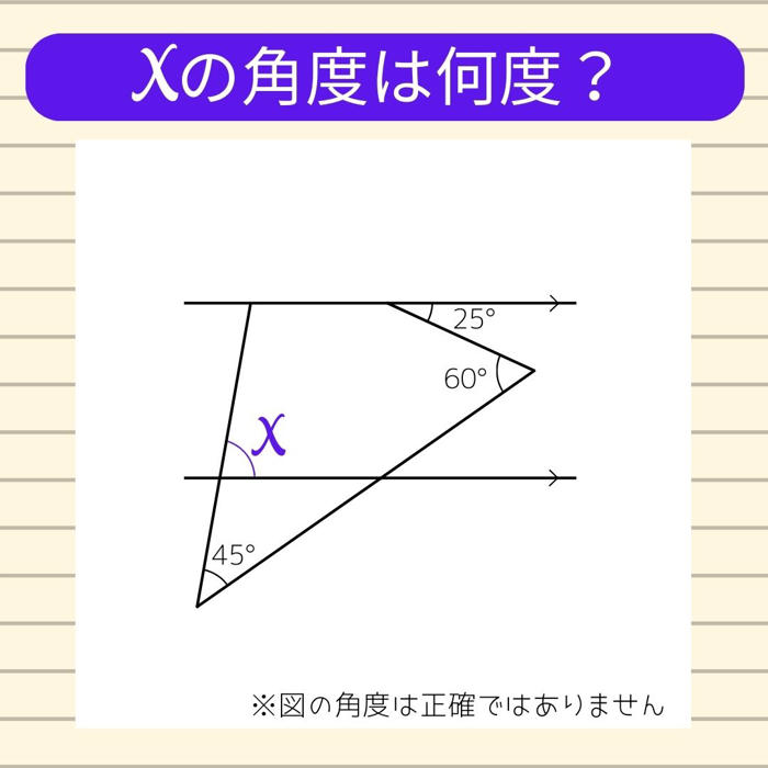 【角度当てクイズ vol.887】xの角度は何度？