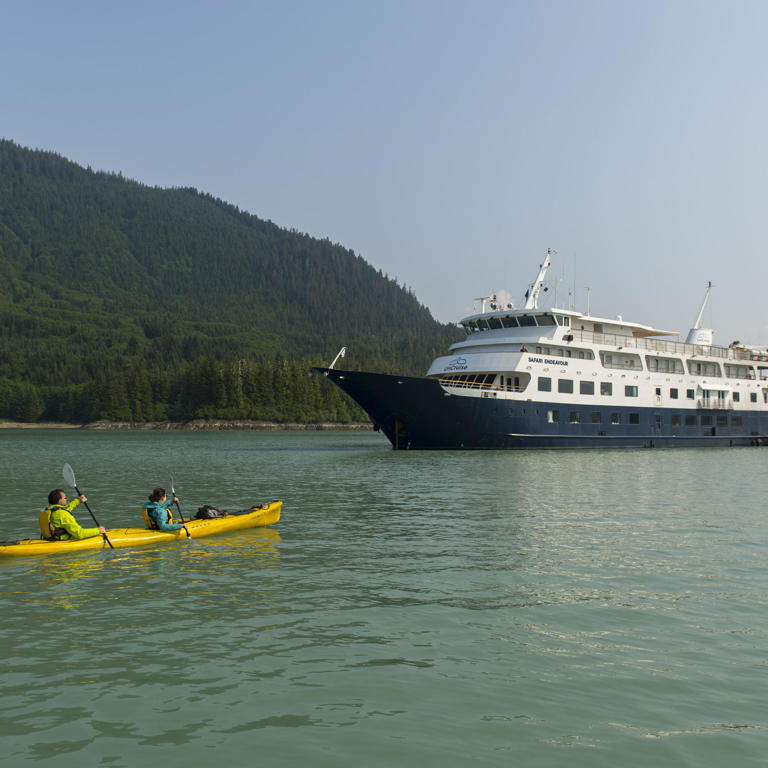 People kayaking from the cruise ship Safari Endeavour in