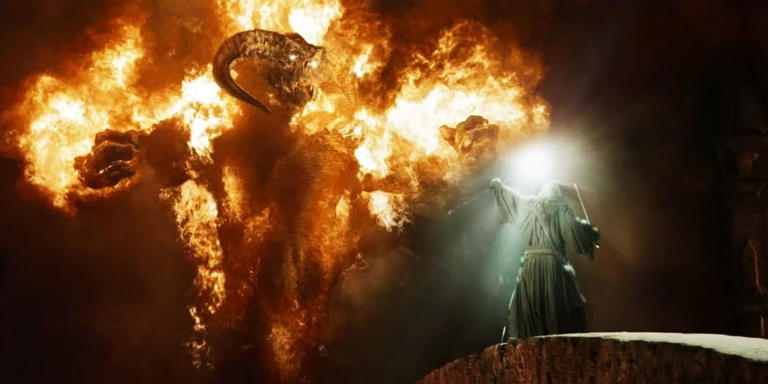 Gandalf stands on The Bridge of Kazad-dum fighting the Balrog in The Fellowship of the Ring.