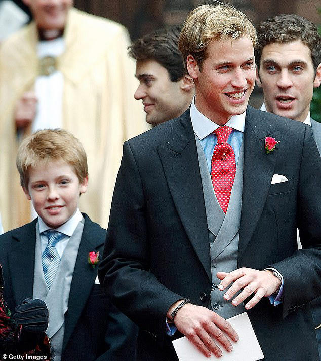 Prince William (pictured, right) and Hugh Grosvenor (pictured, left) attend the 2004 wedding of Edward van Cutsem and Lady Tamara Grosvenor at Chester Cathedral