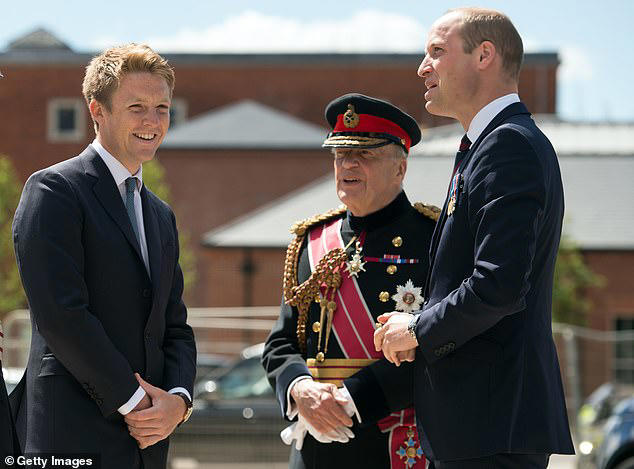 Hugh Grosvenor is one of the godfathers to Prince George, as well as to Prince Archie (pictured L-R: Hugh Grosvenor and Prince William attending he official handover to the nation of the newly built Defence and National Rehabilitation Centre in Leeds in 2018)