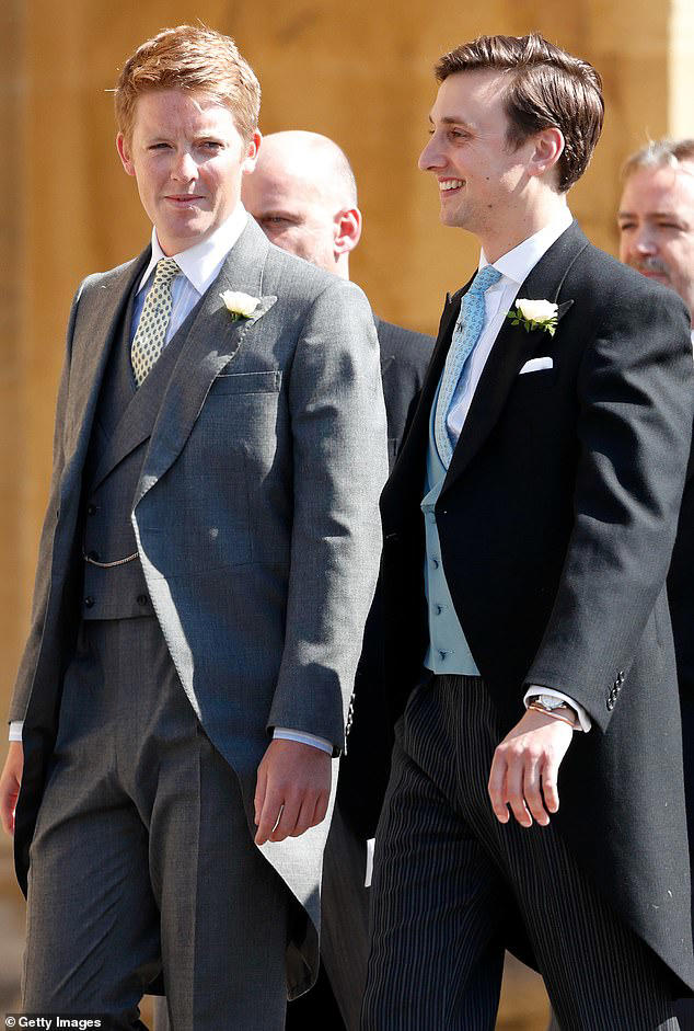 Although Prince Harry will not be attending the Duke's wedding, he was a guest of honour at the royal's wedding to Meghan Markle (pictured L-R: Hugh Grosvenor and Charlie van Straubenzee at Prince Harry and Meghan Markle's wedding in Windsor, in May 2018)