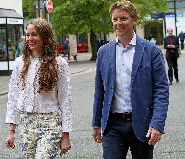 HAPPY COUPLE: Olivia Henson (pictured, left) and Hugh (pictured, right) met through friends in London and dated for two years before Hugh proposed in April last year