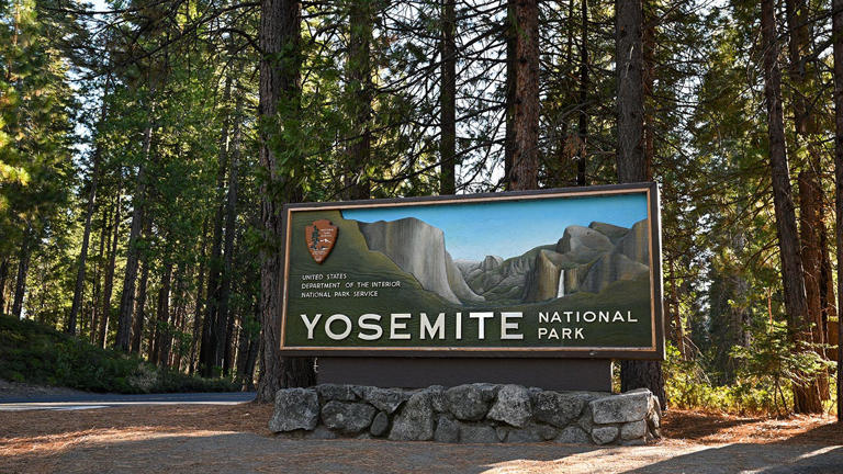 A welcome sign is seen at Yosemite National Park in California on Dec. 13, 2023. Getty Images