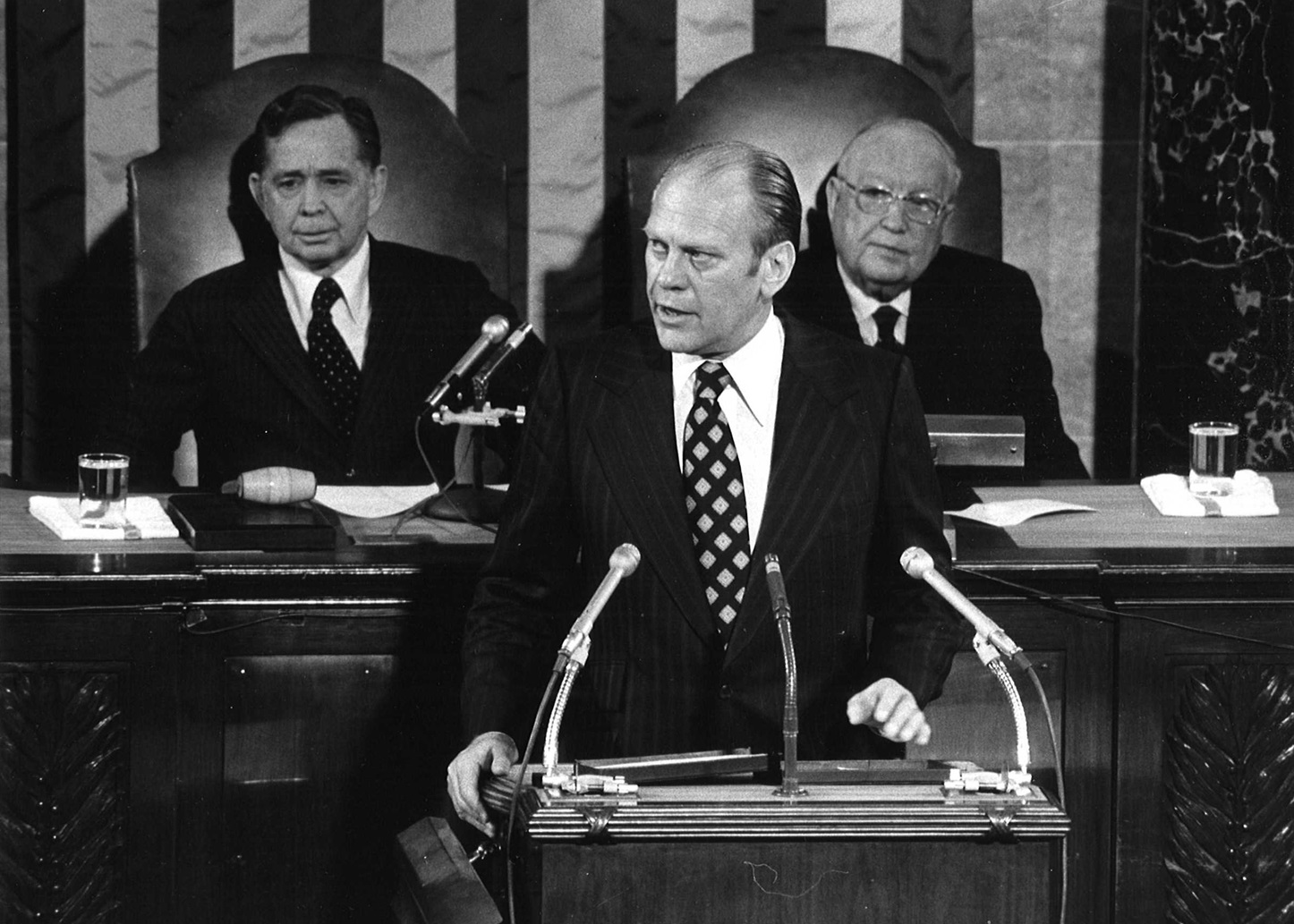 <p>President Ford declared "Our long national nightmare is over" in his 1974 inaugural address, referencing the turbulent Watergate scandal and Nixon's resignation. He hoped his would would help rebuild faith in the government. The quote was pivotal, marking the start of a new era of transparency in American politics.</p>