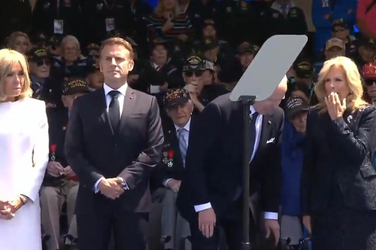 Joe Biden appeared confused beside French President Emmanuel Macron