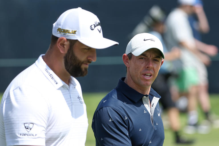 With no end in sight in the PGA Tour-LIV Golf split, it could be years before Jon Rahm and Rory McIlroy square off against one another in any tournament outside of the four majors. (Photo by Warren Little/Getty Images)