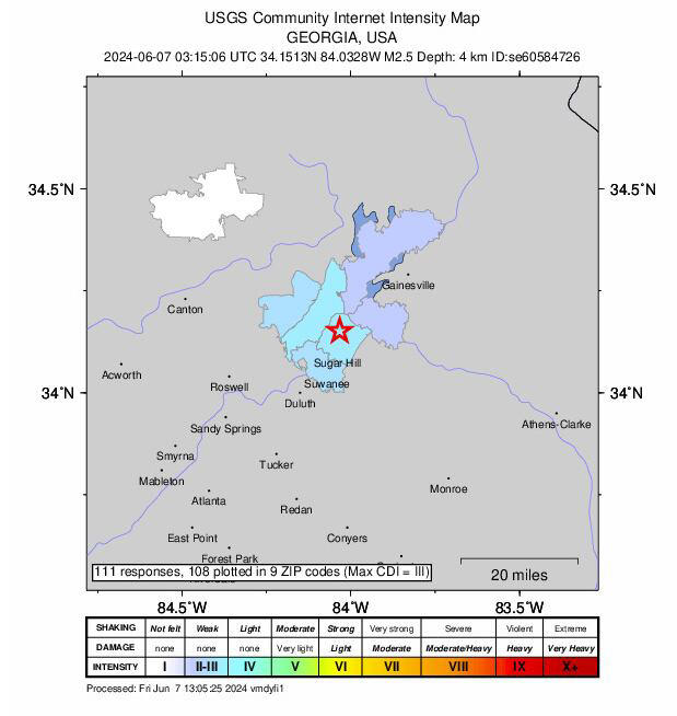 Late-night earthquakes shake north metro Atlanta, geological survey ...