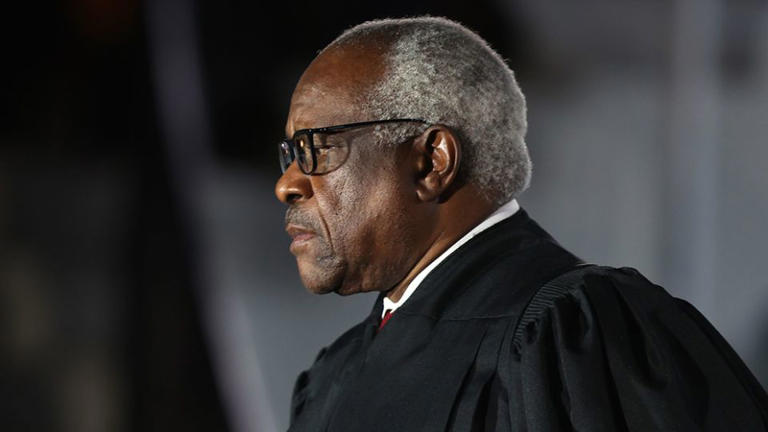 This 2020 photo shows Supreme Court Associate Justice Clarence Thomas at the White House in Washington, DC.