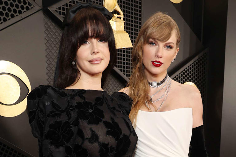 Kevin Mazur/Getty (L-R) Lana Del Rey and Taylor Swift attend the 66th GRAMMY Awards at Crypto.com Arena on February 04, 2024 in Los Angeles, California