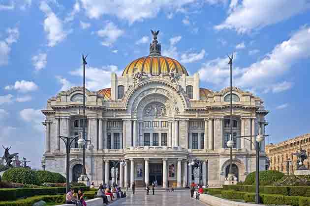 <p>The Palacio de Bellas Artes, or Palace of Fine Arts, is also known as the "Cathedral of Art in Mexico." As such, it is located in Mexico City, the capital.</p>