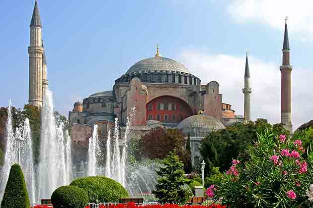 <p>The Hagia Sophia perfectly embodies the European-Asian crossroads of Istanbul, Turkey. First, it was a Christian church, then it was a Muslim mosque. Now, it's a museum.</p>