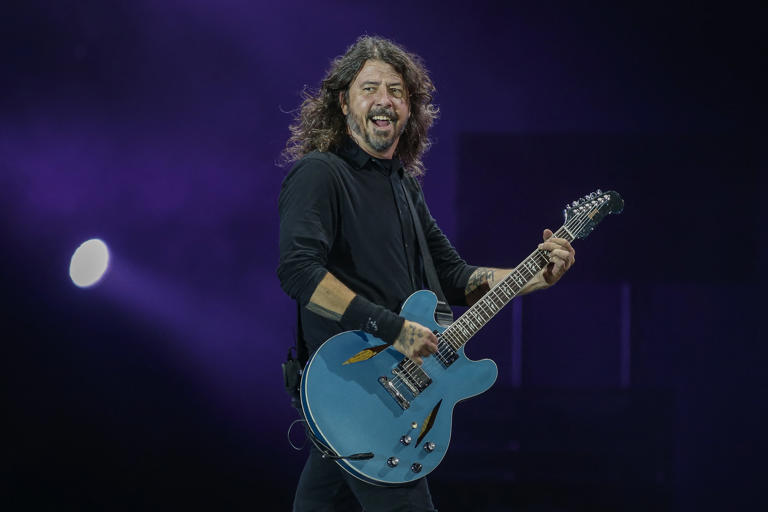 US musician Dave Grohl, of rock band Foo Fighters, performs during The Town music festival at the Interlagos racetrack in Sao Paulo, Brazil