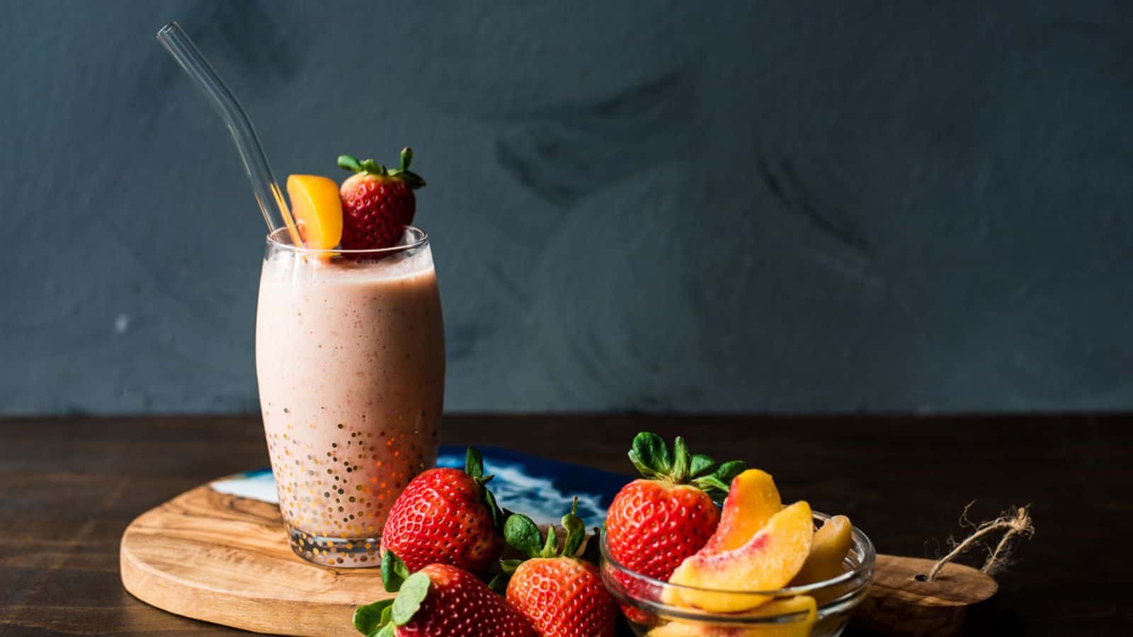 <p>This smoothie combines strawberries and peaches for a sweet, refreshing drink. It takes just 5 minutes to prepare, making it ideal for a quick, healthy option. The blend of strawberries and peaches offers a delightful mix of flavors. It’s a fruity and satisfying smoothie that’s great for any time of day.<br><strong>Get the Recipe: </strong><a href="https://reneenicoleskitchen.com/strawberry-peach-smoothie/?utm_source=msn&utm_medium=page&utm_campaign=12%20strawberry%20recipes%20you'll%20keep%20picking%20this%20summer">Strawberry Peach Smoothie</a></p>
