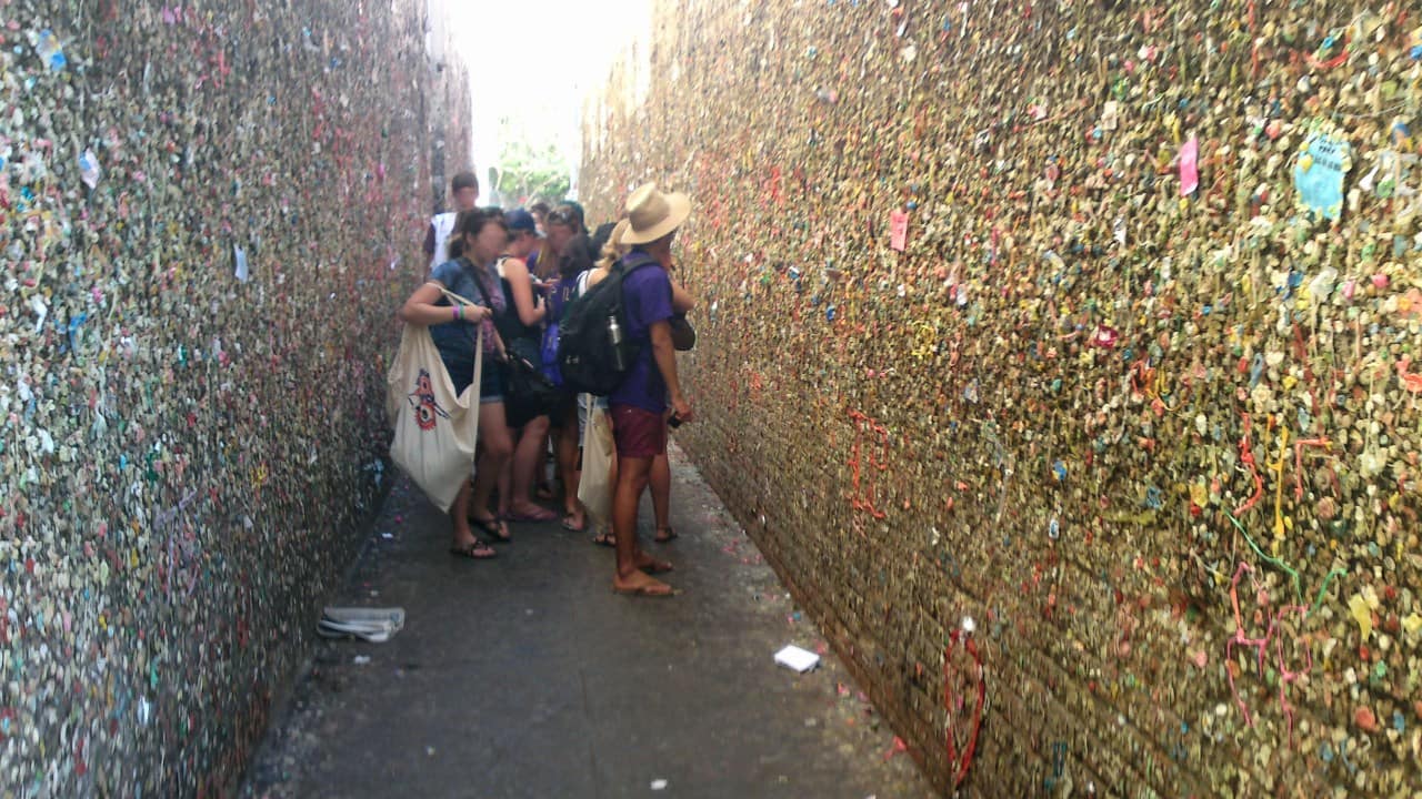 <p>While it’s often compared to Seattle’s iconic Gum Wall, <a href="https://californiathroughmylens.com/bubblegum-alley-gum-wall-san-luis-obispo/" rel="noopener">Bubblegum Alley</a> is a popular road trip attraction that distinguishes itself from Seattle’s well-known landmark.</p><p>The 70-foot-long and 15-foot-high wall is covered in layers of chewing gum, a tradition that started in the 1970s. If you love bubblegum and weird things, this place is a sight to see. You can even contribute your own wad of chewing gum.</p>