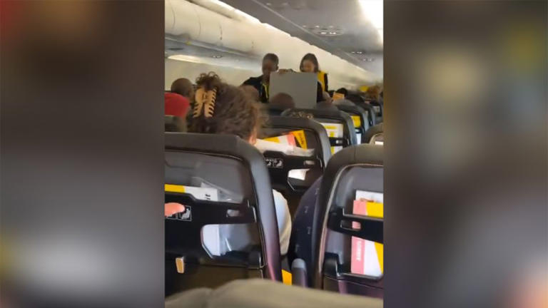 Video taken by passenger Bettina Rogers shows the cabin of a Spirit Airlines plane after it returned to Montego Bay, Jamaica, on Sunday. - Bettina Rogers