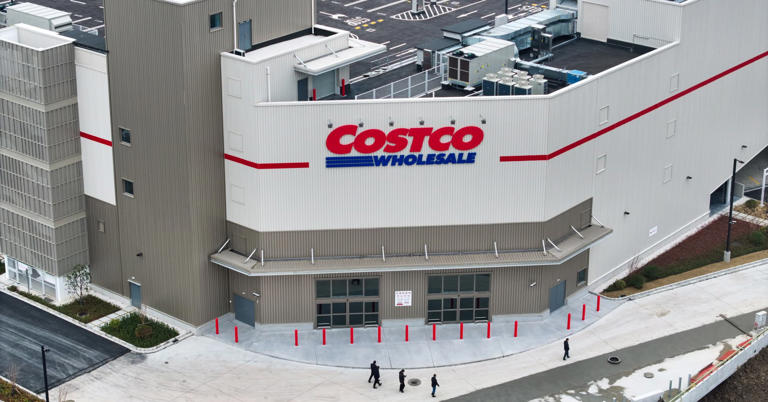 Aerial view of the new store of Costco on March 6, 2024 in Nanjing, Jiangsu Province of China. 