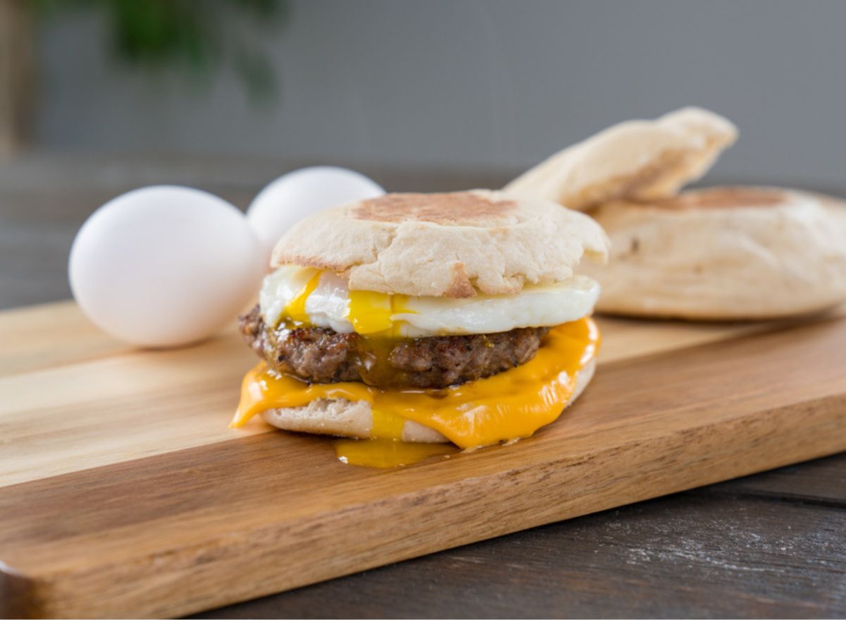 <p><strong>Breakfast: 35 grams</strong></p><p><ul><p>  <li>Ground turkey (3 ounces, made into a patty)</li></p><p>  <li>Slice of cheddar cheese</li></p><p>  <li><a rel="noopener noreferrer external nofollow" href="https://thomasbreads.com/products/english-muffins?gclsrc=aw.ds&gad_source=1&gclid=*">Thomas English Muffin</a></li></p><p>  <li><a rel="noopener noreferrer external nofollow" href="https://www.thelaughingcow.com/?gad_source=1&gclid=CjwKCAjwgdayBhBQEiwAXhMxtvDc2y_iFW5rtrh7N-tclAkntPyclcIdw4xDebOlrW1plQXx9XZs6hoCElMQAvD_BwE&gclsrc=aw.ds">Laughing Cow Jalapeño Spreadable Cheese</a></li></p><p>  <li>1 egg and 2 tablespoons of egg whites</li></p></ul></p><p><strong>Lunch: 45 grams</strong></p><p><ul><p>  <li><a rel="noopener noreferrer external nofollow" href="https://halotop.com/dairy-ice-cream/pints/chocolate-chip-cookie-dough">Chipotle Chicken Burrito Bowl</a>, made with black beans, white rice, mild salsa, fajita veggies, and guacamole.</li></p></ul></p><p><strong>Dinner: 21 grams</strong></p><p><ul><p>  <li><a rel="nofollow noopener noreferrer external" href="https://www.eatbanza.com/products/banza-chickpea-rotini">Banza Chickpea Rotini Pasta</a></li></p><p>  <li>Kale, mushrooms, and artichoke hearts</li></p><p>  <li>Sauteed tofu (3 ounces)</li></p><p>  <li>Parmesan cheese on top</li></p></ul></p><p><strong>RELATED:</strong> <a rel="noopener noreferrer external nofollow" href="https://www.eatthis.com/bottled-protein-shake-taste-test/">I Tried 11 Protein Shakes & the Best Was Rich, Chocolaty, and Smooth</a></p>