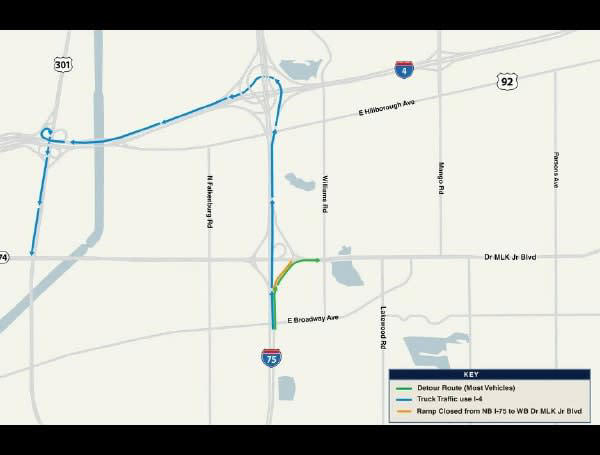 Northbound I-75 Ramp To Westbound SR 574 (MLK Blvd) Closing Tuesday Night